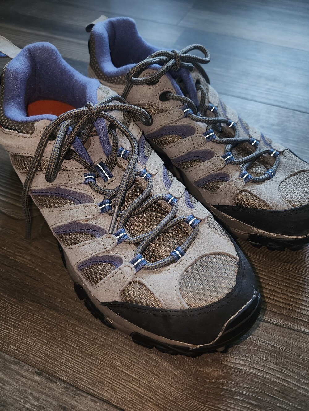 Women's Merrell Moab Ventilator Gray Leather Mesh Gray Blue Performance Footwear